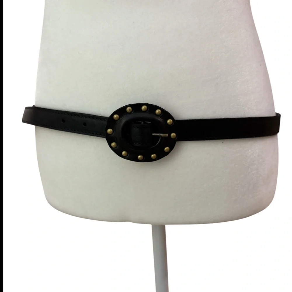 Cotelac acote Black Studded black leather Belt Sz M $150 retail